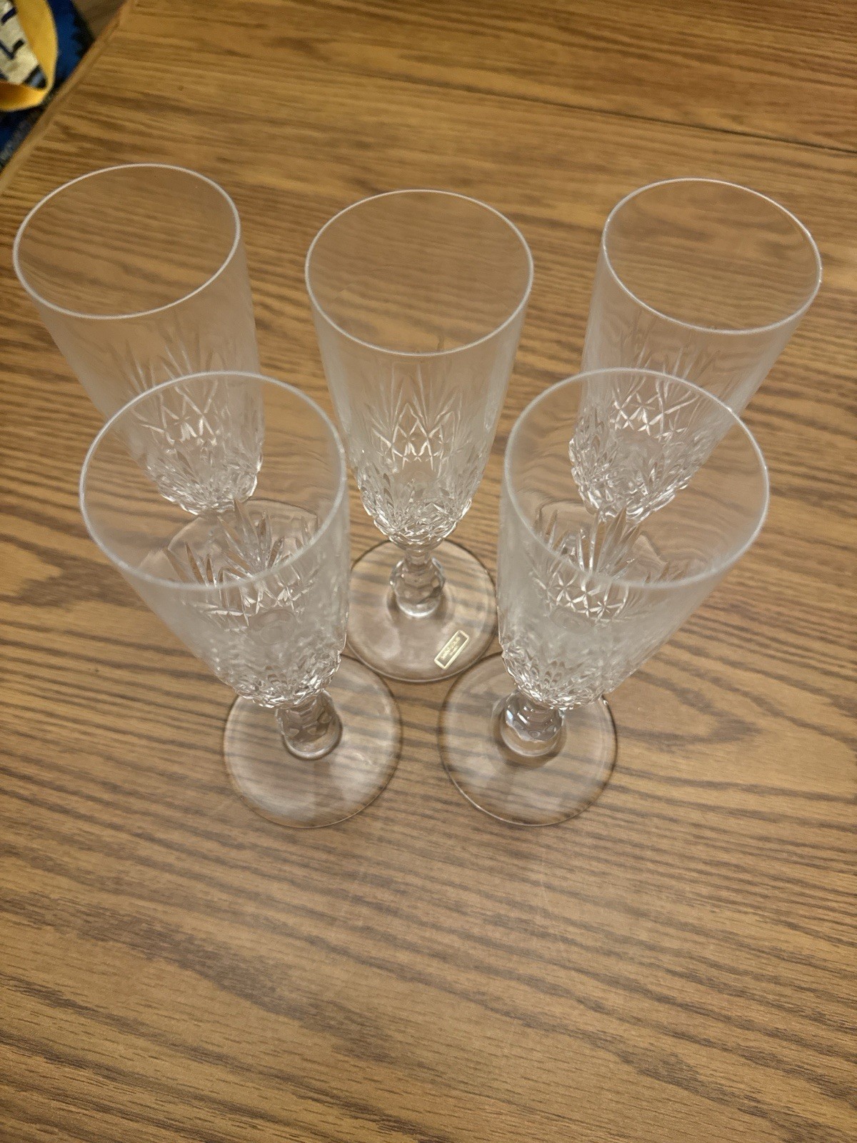 5 Champagne Flutes In Crystal From Saint Louis Model Tommy Signed Height 18.7Cm