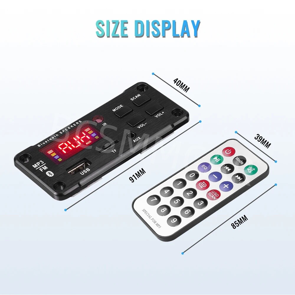 Amplifier Bluetooth 5.0 MP3 Player Decoder Board USB AUX FM Radio Module Speaker