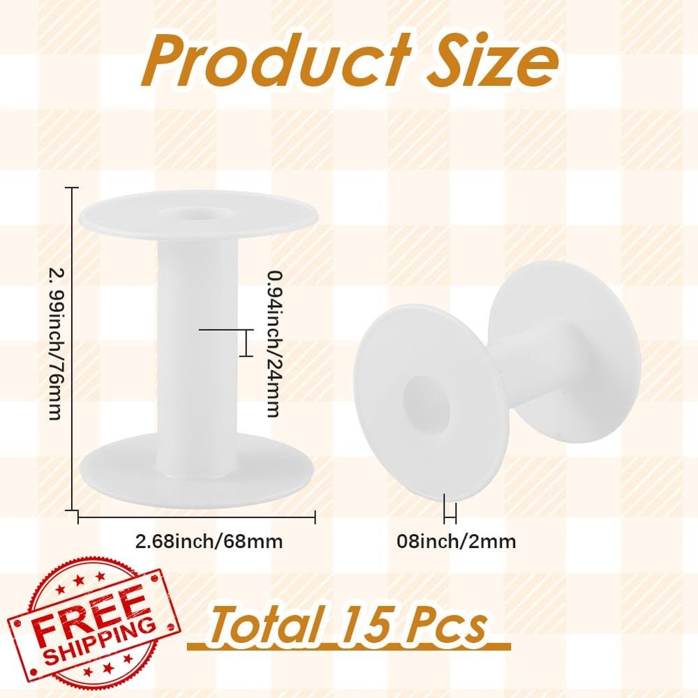 SUNNYCLUE 15pc Empty Plastic Spool Organizer for Thread, Yarn