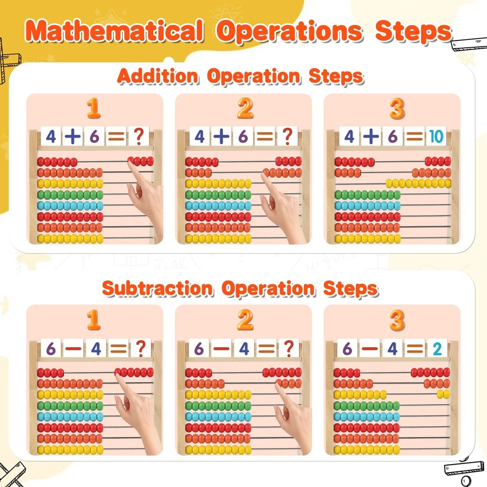 Wooden Abacus for Kids Math Games 5-7 Counters Multicolor
