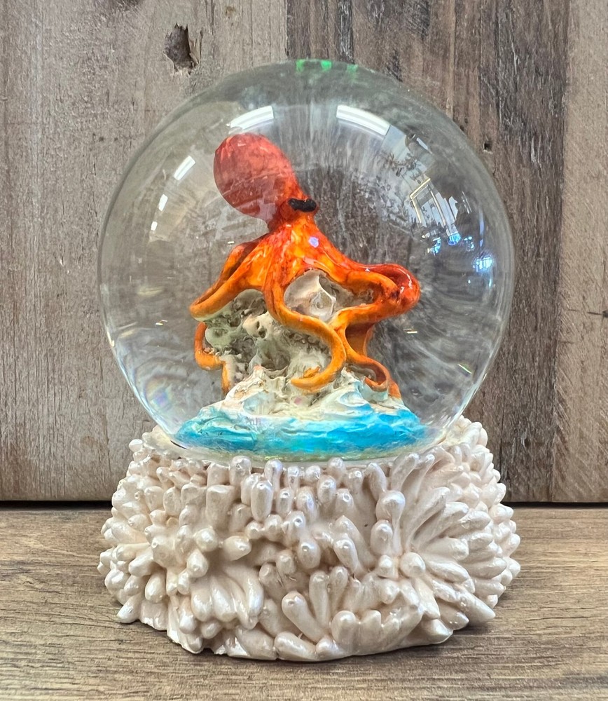 Octopus Red Snow Globe 3" x 2.5"