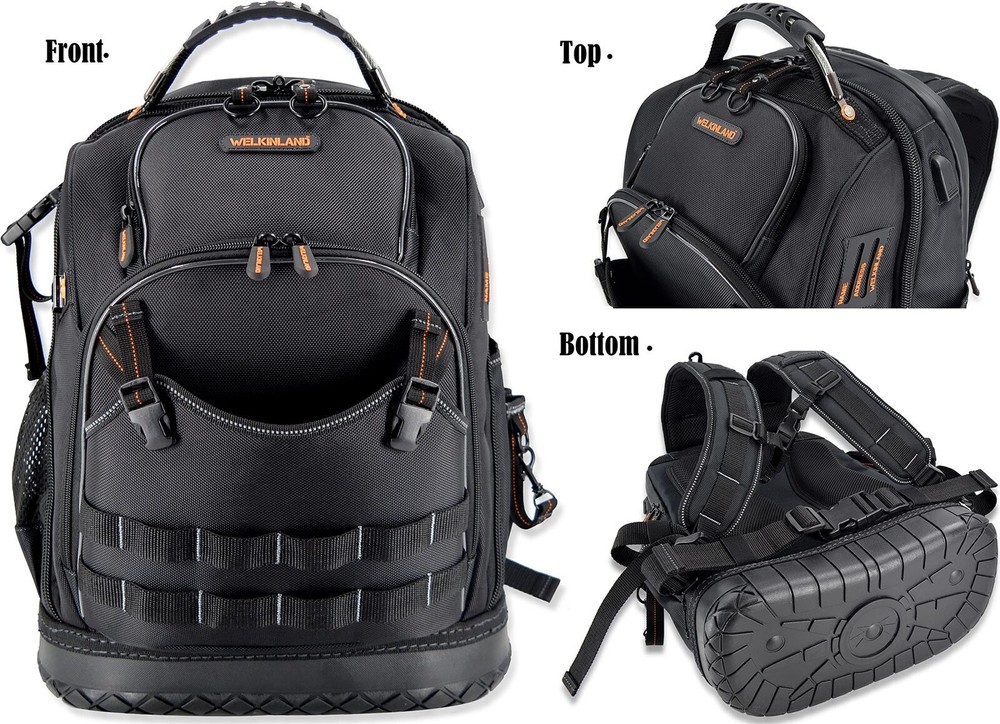 77-Pockets Tool backpack, Tool backpack for men, HVAC tool bag backpack