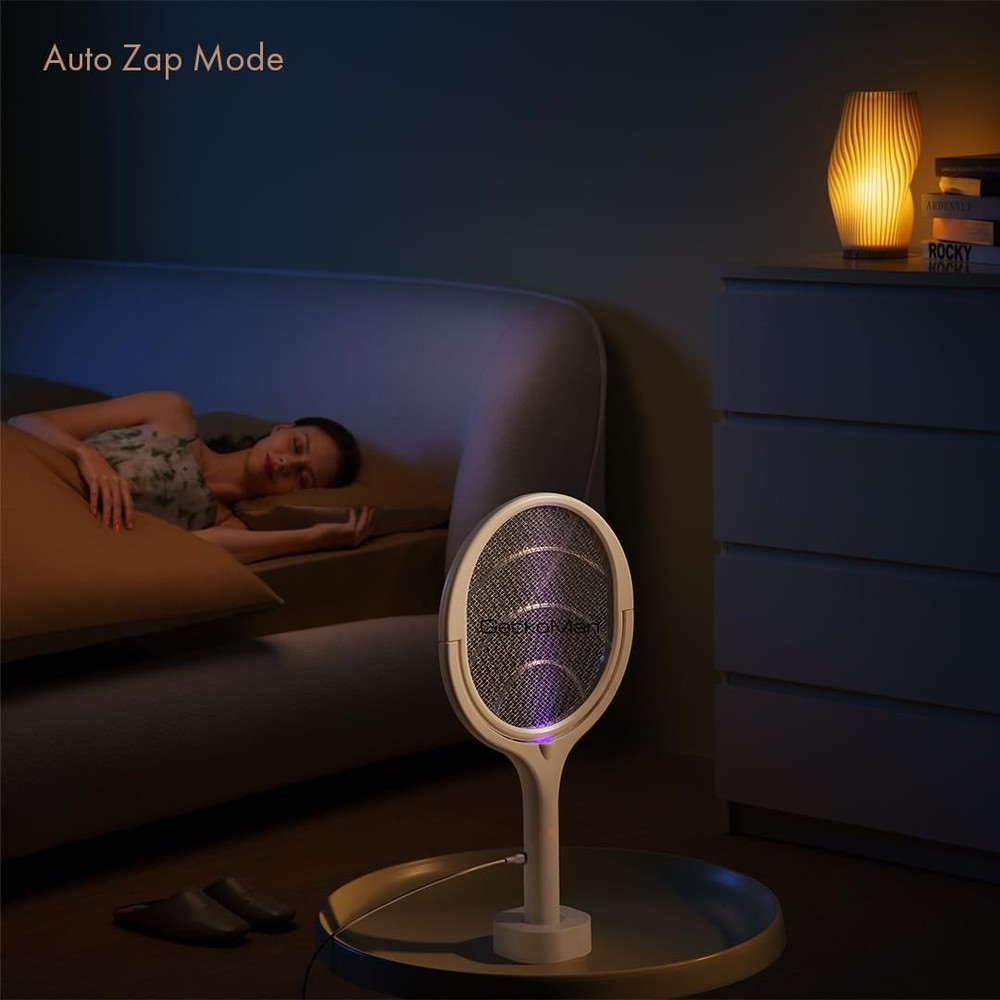 Rotating Head Electric Fly Swatter Racket Rechargeable Bug Zapper Racket Bug ...