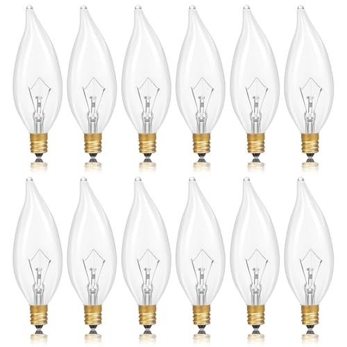 E12 Incandescent Light Bulbs 40Watt Warm White 2700K, 300 Lumens 40W-12Pack
