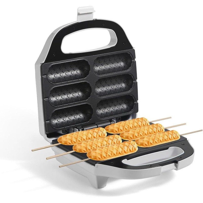 6 Corn Dog Maker W/ Automatic Temperature Control Non-Stick Plates Easy to Use