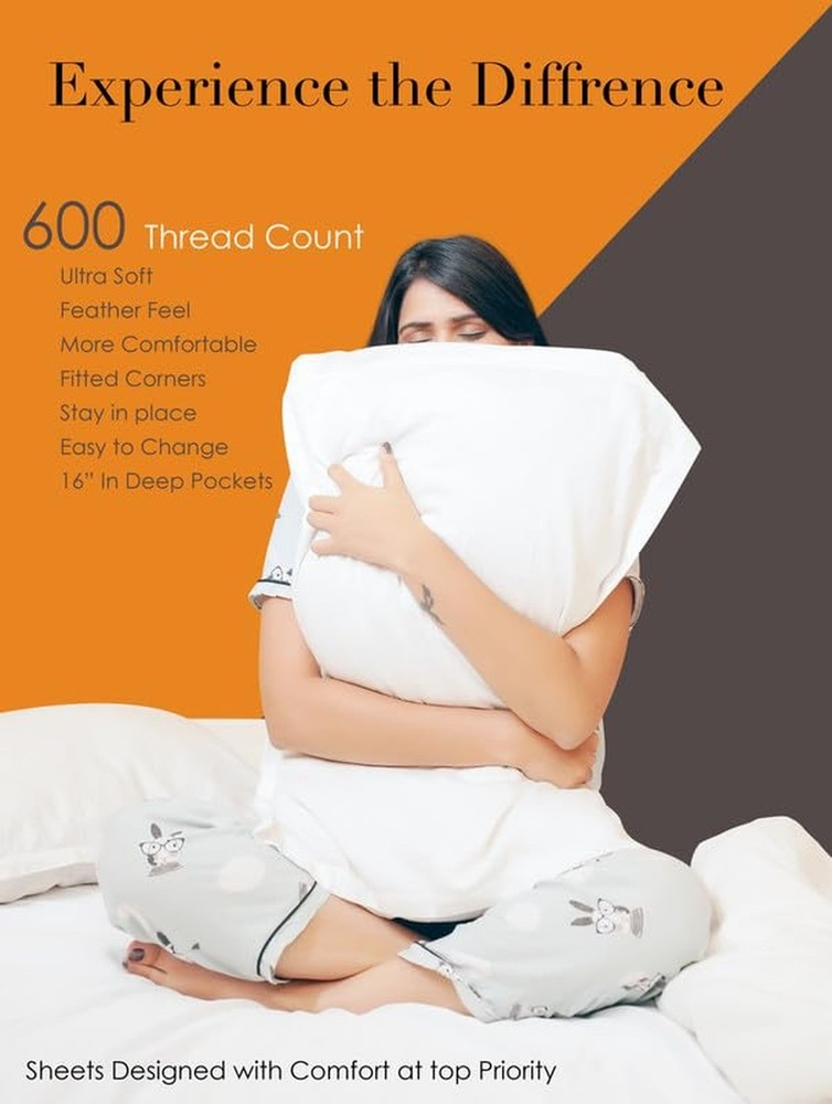 Zip On Fitted Sheet - Includes 1 Fitted Base + 2 Zip Sheet - Easy to Change, ...