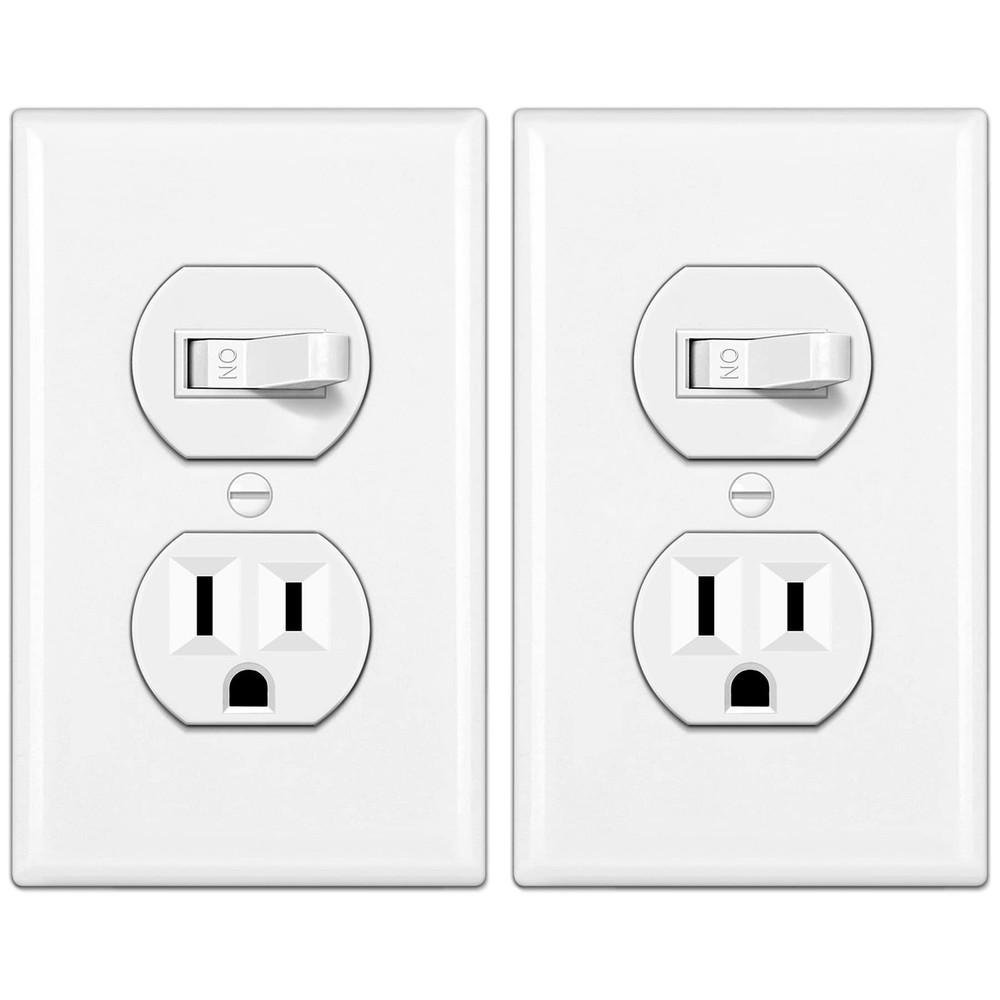BESTTEN 2 Pack Combination Toggle Light Switch and Duplex Receptacle Outlet, ...