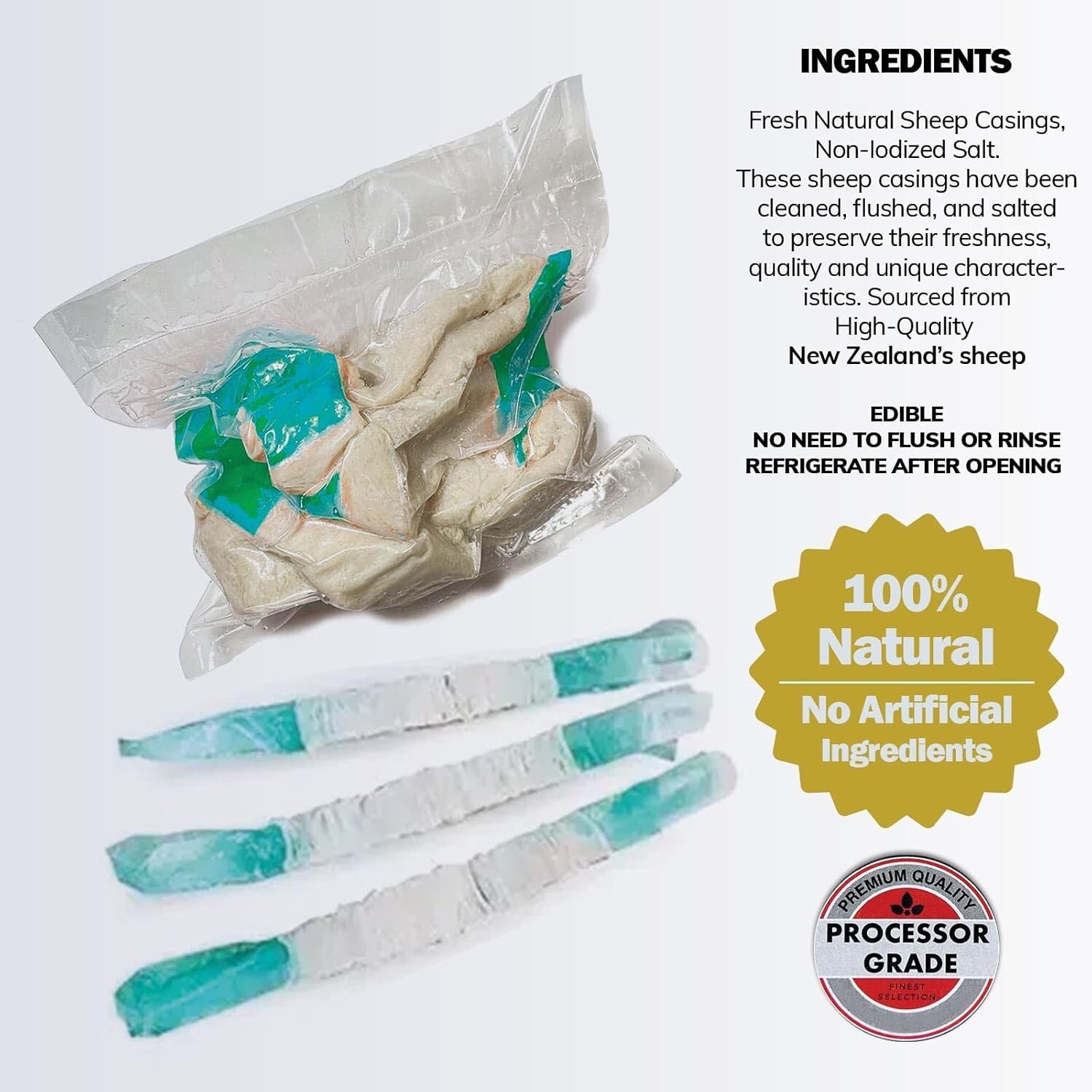 Pre-Tubed Natural Sheep Sausage Casings, Grade-A Edible Skin, The Sausage Maker®