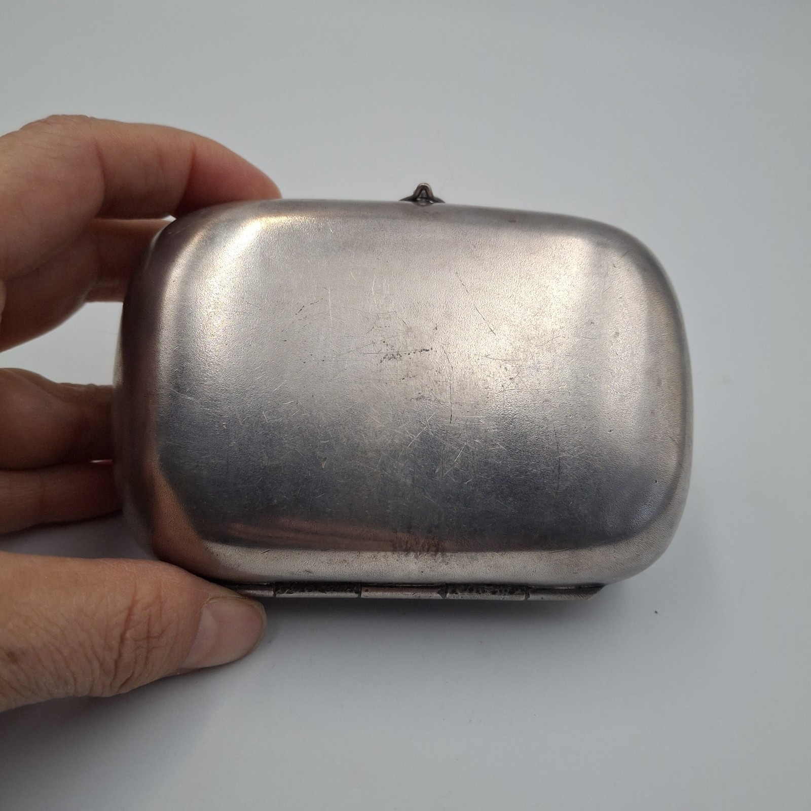 ​Antique Silver-Plate Trinket Box Engraved "Maude" Victorian Keepsake Snuff Box
