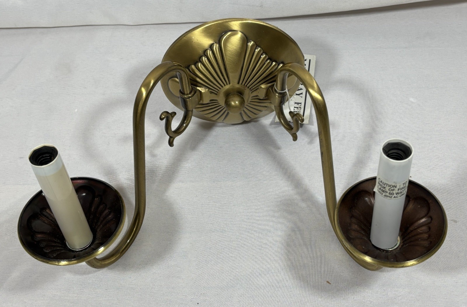 Vintage NOS Murray Feiss Brass Double Wall Sconce 12.5"W 2 Arm