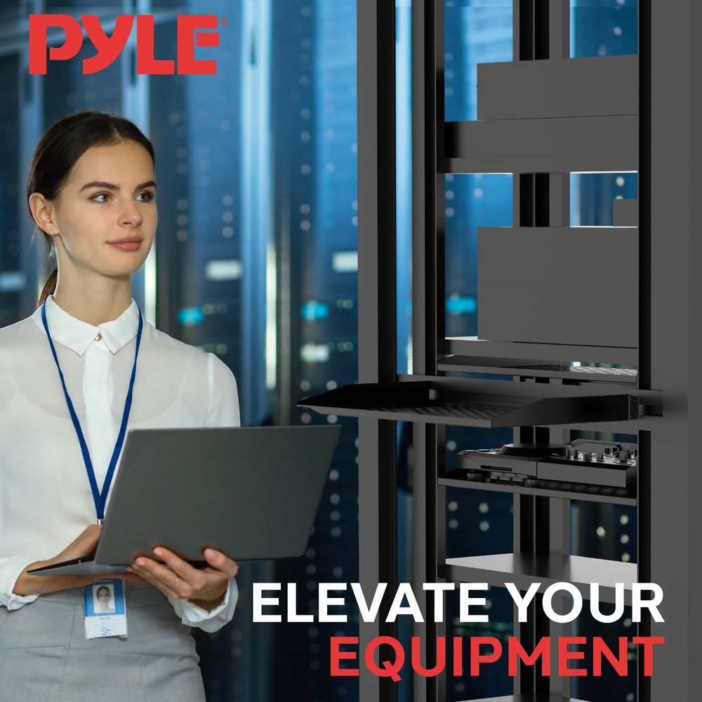 Pyle 8-Pack 1U Server Rack Shelf - Universal Device Server Rack Mounting Tray