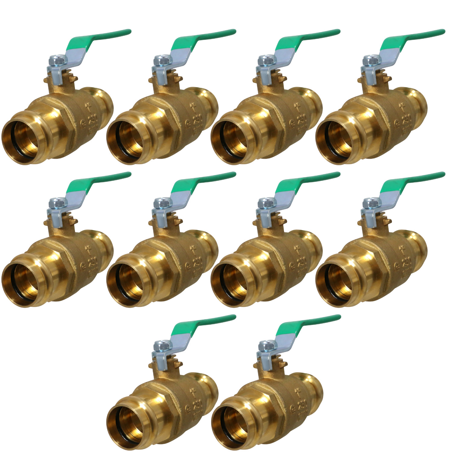 10 Pack XFITTING 1" Press Ball Valve, Lead Free Brass, Full Port, ProPress