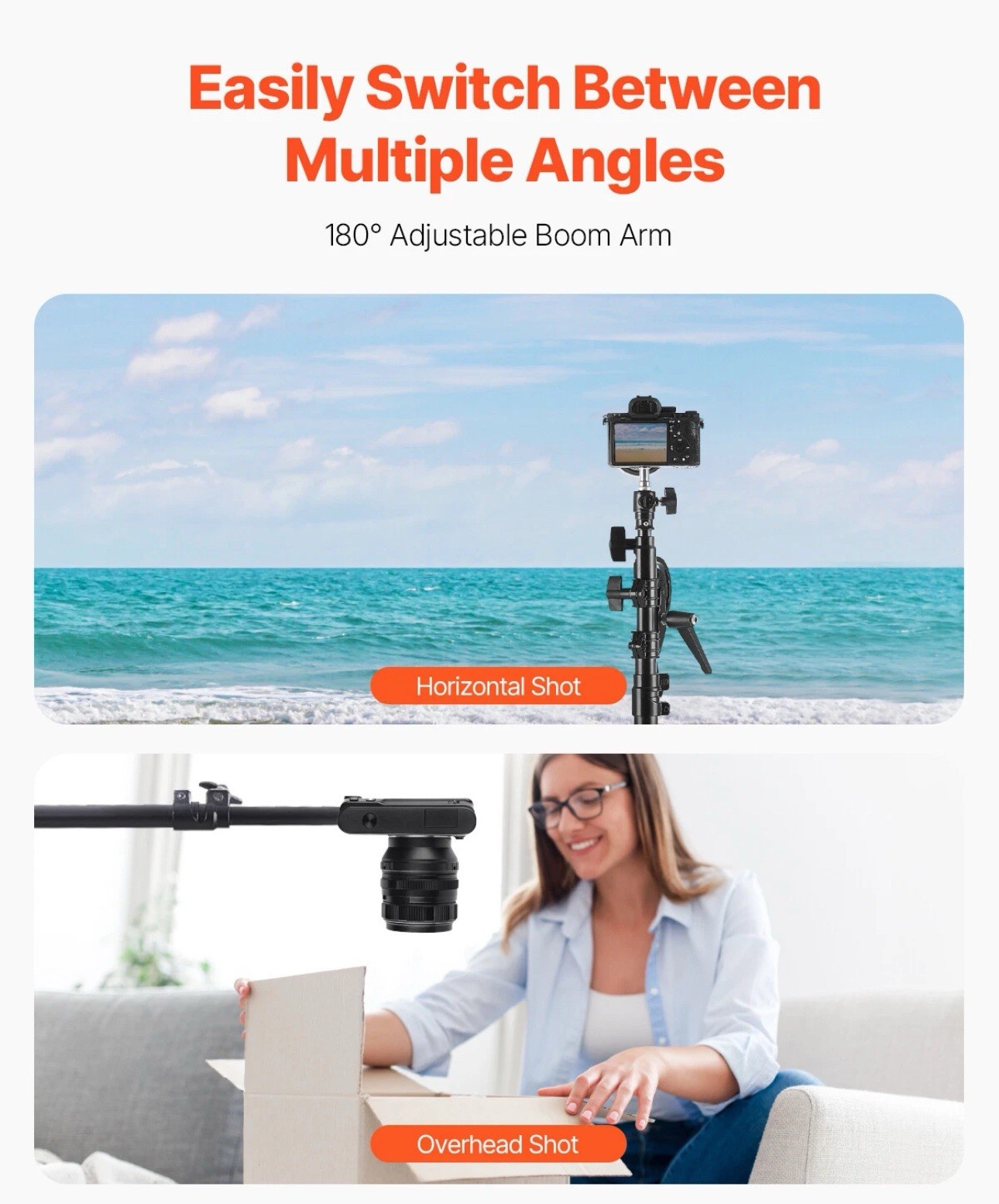 Aluminum Photography Light Stand with Boom Arm Adjustable With carry Bag Gift