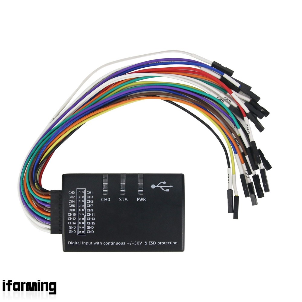 Mini 16 Logic Analyzer USB 100M Max Sample Rate 16CH Support 1.2.10 Software US
