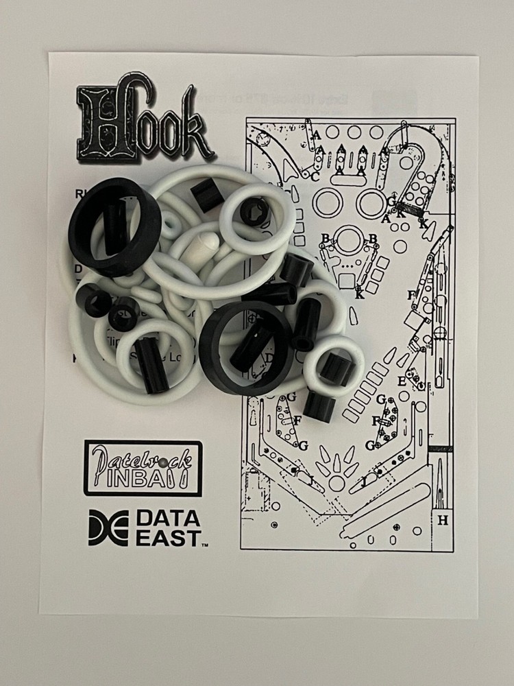 1992 Data East Hook Pinball Machine Rubber Ring Kit