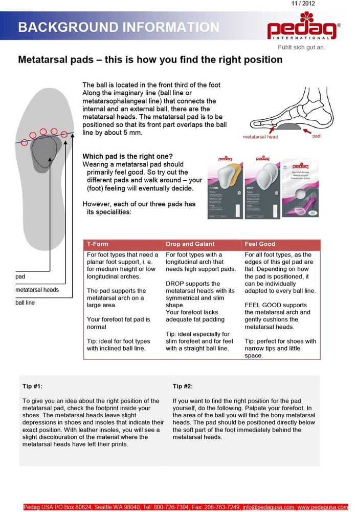 Pedag T-Form | German Made | Metatarsal Pads | Anatomically Correct | Metatar...
