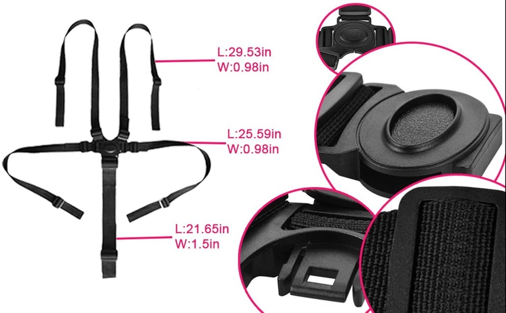 Adjustable 5-Point Safety Belt for Strollers & High Chairs - Easy Installation