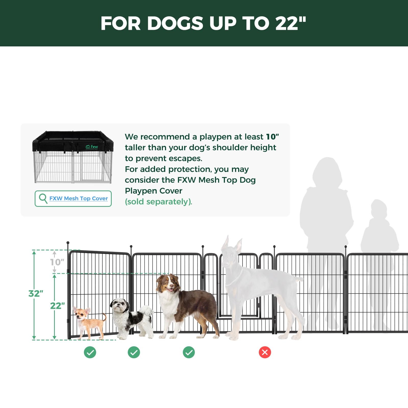 Dog Playpen for Indoor Yard RV Camping 32 Inch 8 Panels White Patented