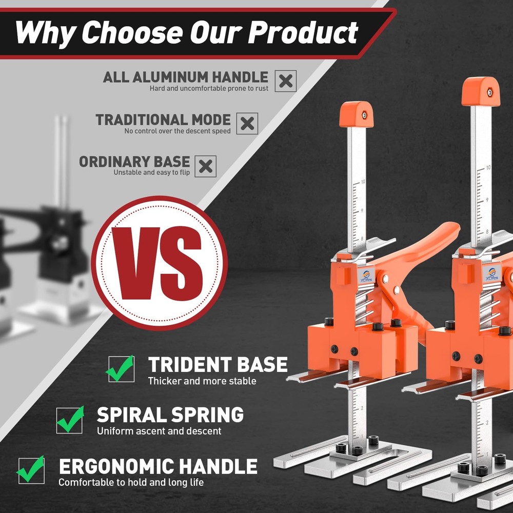 Labor Saving Arm Jack Handle 2 Pack, Construction Jack, Wall Tile Locator, Mu...
