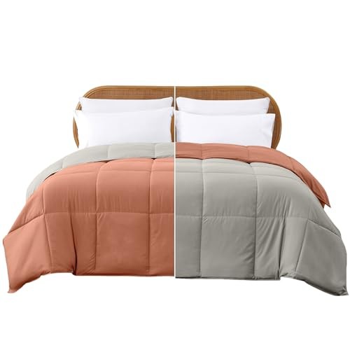 Down Alternative Reversible Comforter Orange Rust/Beige Twin