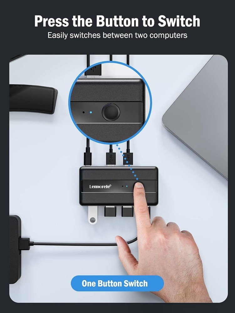 USB 3.0 Switch Selector 2 Computer Sharing 4 Devices Peripheral KVM Switcher Box