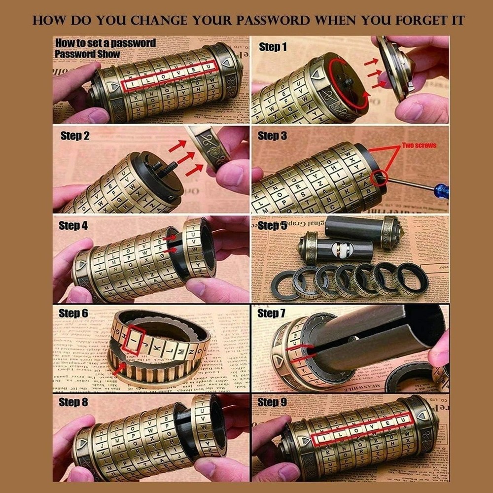 Cryptex Da Vinci Code Mini Cryptex Lock Puzzle Boxes with Hidden Compartments...