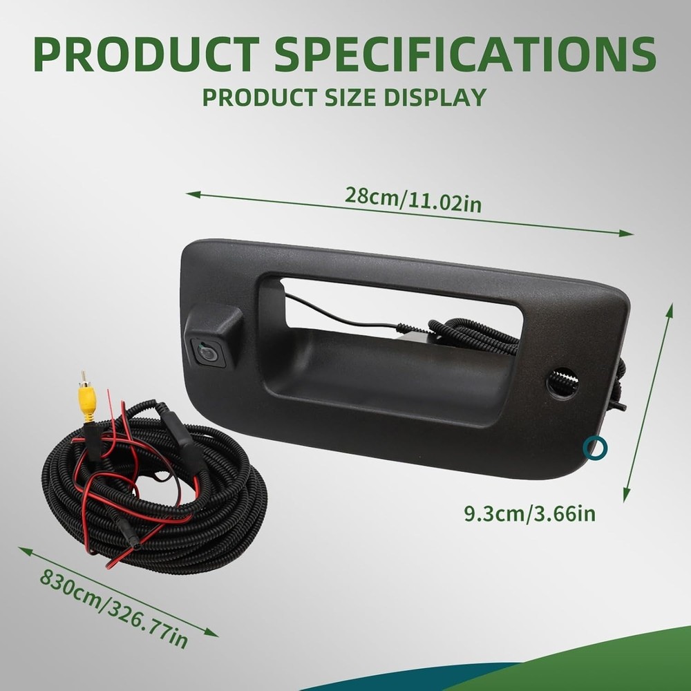 Rear View Backup Camera w/Tailgate Handle Compatible with 2007-2013 Silverado...