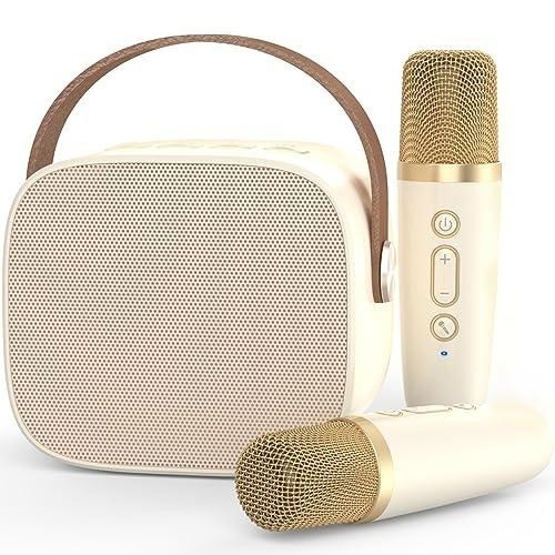 Pink Portable Mini Karaoke Machine With 2 Wireless Microphone Tested & Working