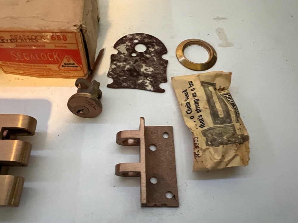 NOS VINTAGE SEGALOCK ONE 688 SOLID BRONZE DEADLOCK WITH BOX