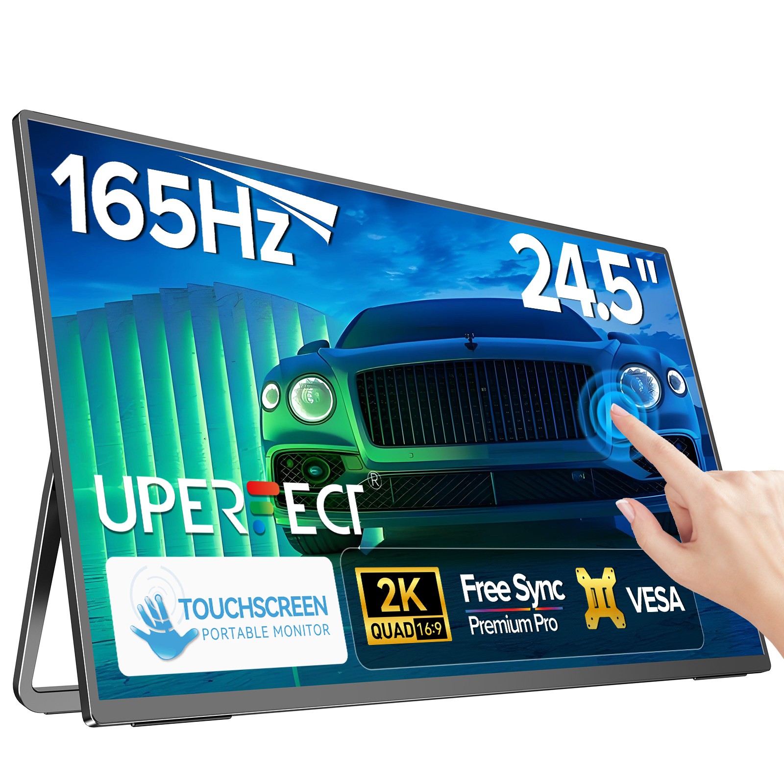 UPERFECT 24.5" 165Hz 2560x1440 Gaming Monitor 2K Touchscreen Portable Monitor