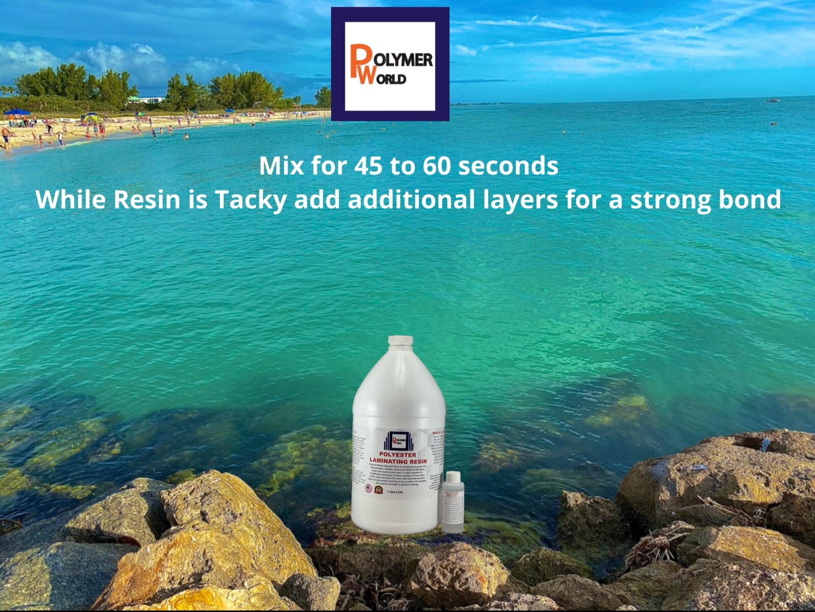 Polymer World Polyester Resin 1 Gal Kit For Boats RV's Canoes Fiberglass Autos