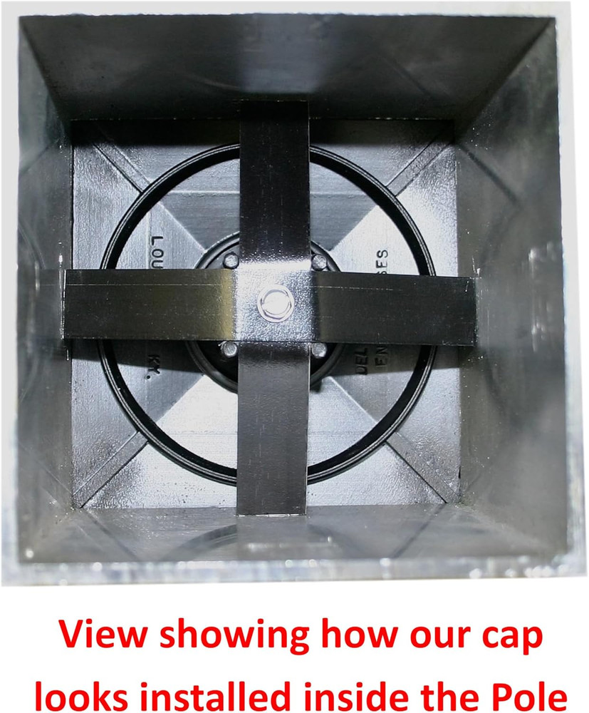 5" Square Light Pole Top Cap- Black Plastic by
