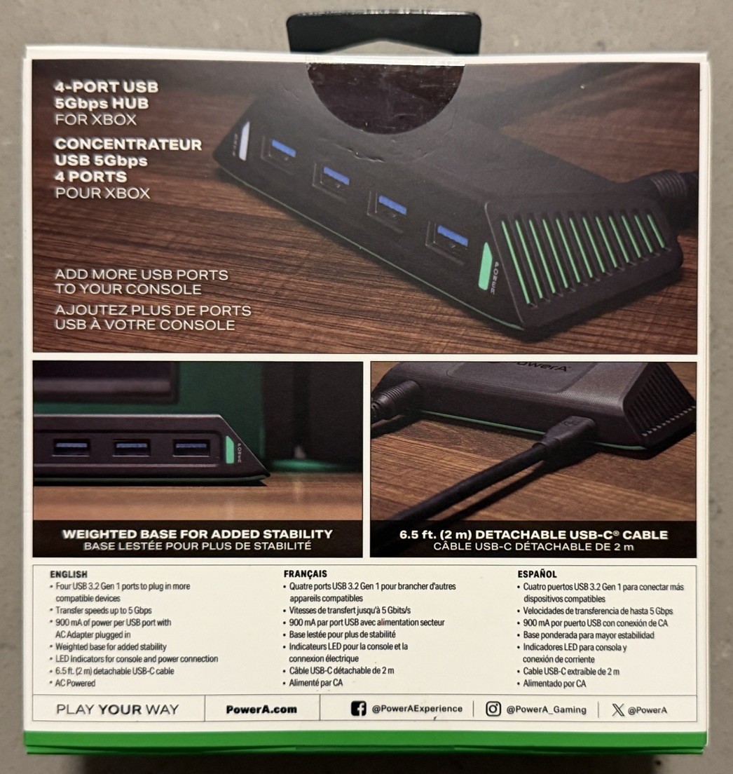 PowerA - 4-Port USB 5Gbps Hub - Xbox Series X|S - Black - New