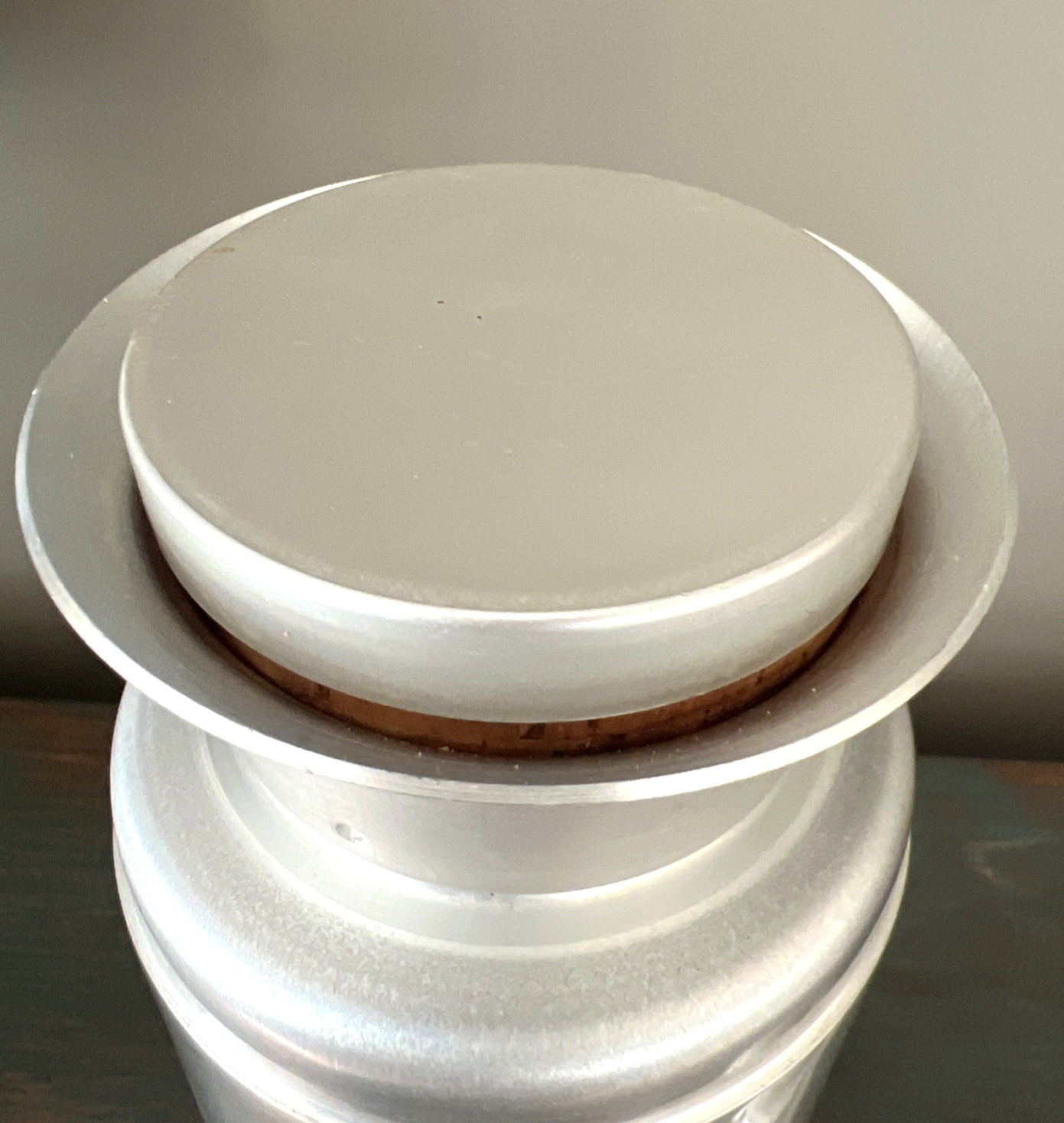 VTG. 1930's ART DECO KENSINGTON ALUMINUM BRASS COCKTAIL SHAKER by LURELL GUILD