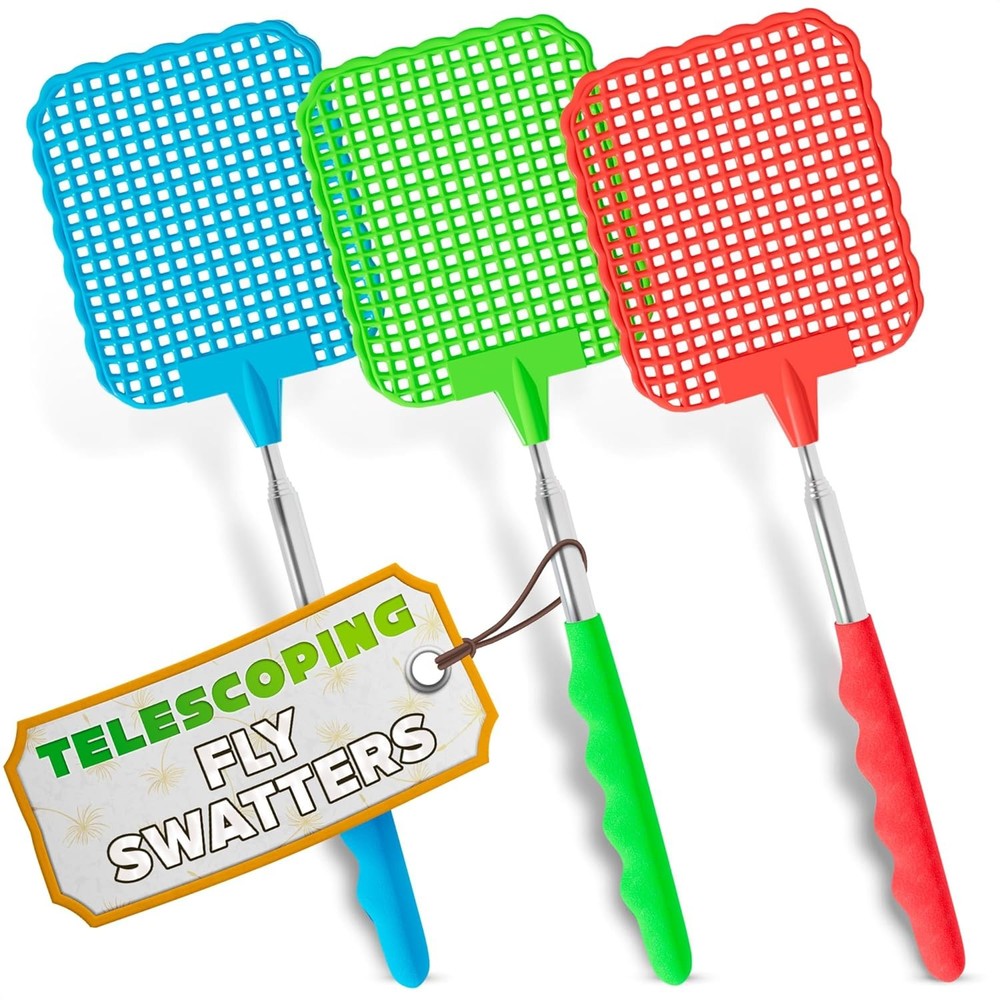 3-Pack Telescopic Fly Swatter Set – Durable and Lightweight Multicolor