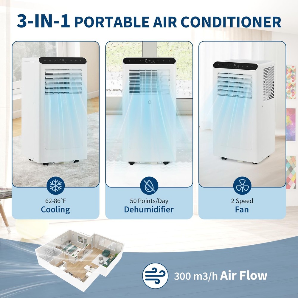 🔥8000 BTU Portable Air Conditioner AC Unit with Remote Control Cool Dehum