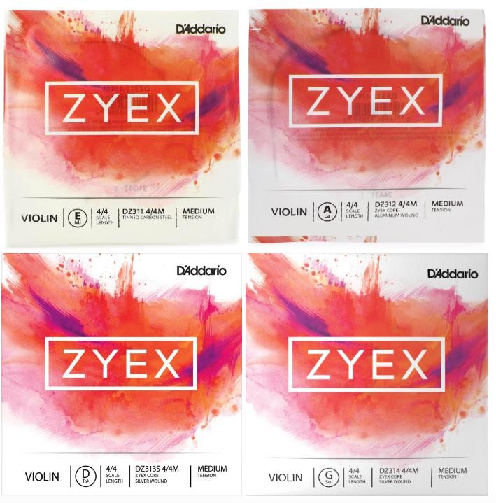 D'Addario Zyex Violin String Set - 4/4 Size with Silver D