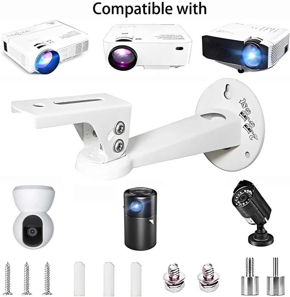Projector Wall Mount Adjustable 360 Rotation 7.7lb Load White
