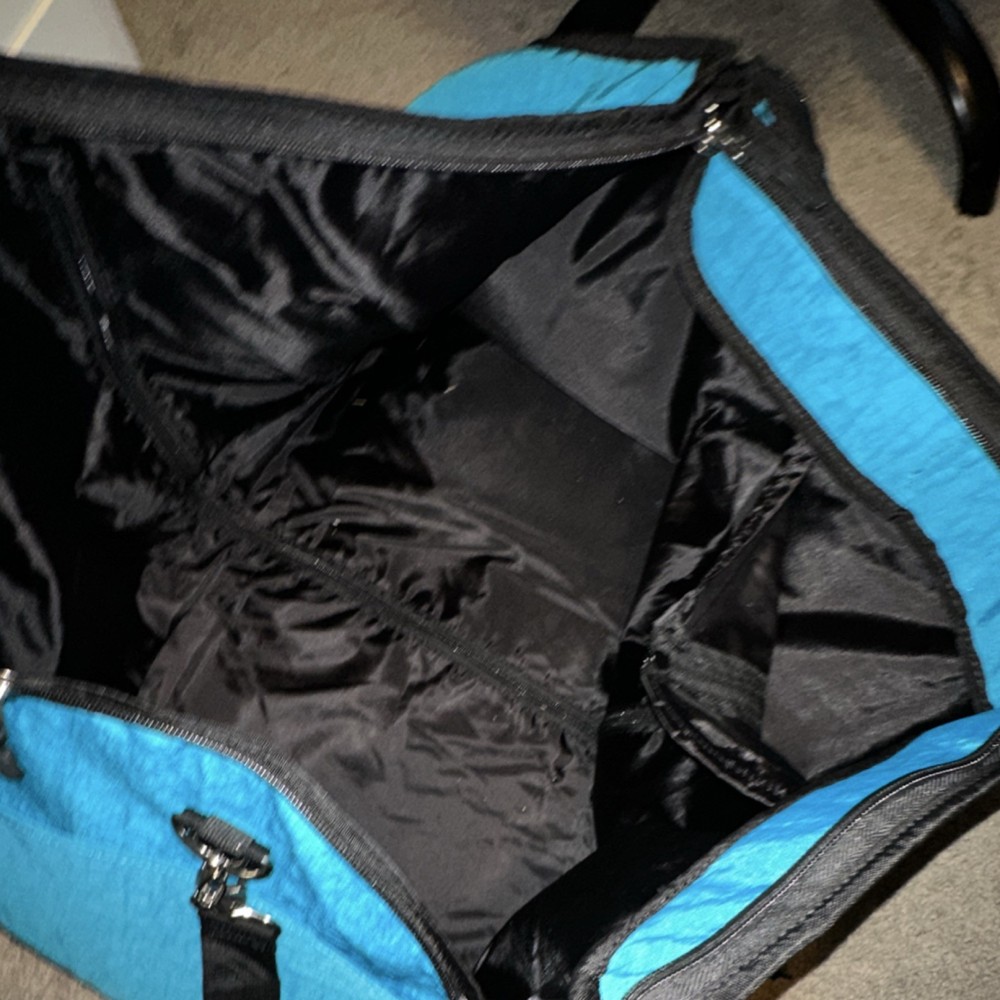 Biaggi 22" Nylon Duffle Bag Solid Blue/Black, Adjustable Shoulder Strap