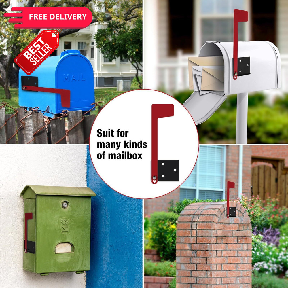 Merear Mailbox Flag Replacement Kit, Galvanized Steel for Mailbox, Red