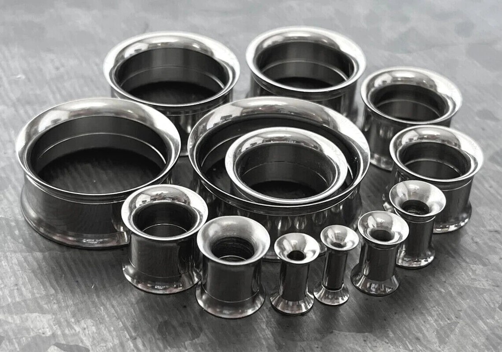 PAIR Solid Surgical Steel Internally Threaded Tunnels Plugs Earlets Gauges