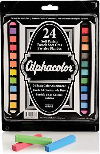 Quartet Alphacolor Soft Square Pastels, Multi-Colored, 24 Pastels per Set