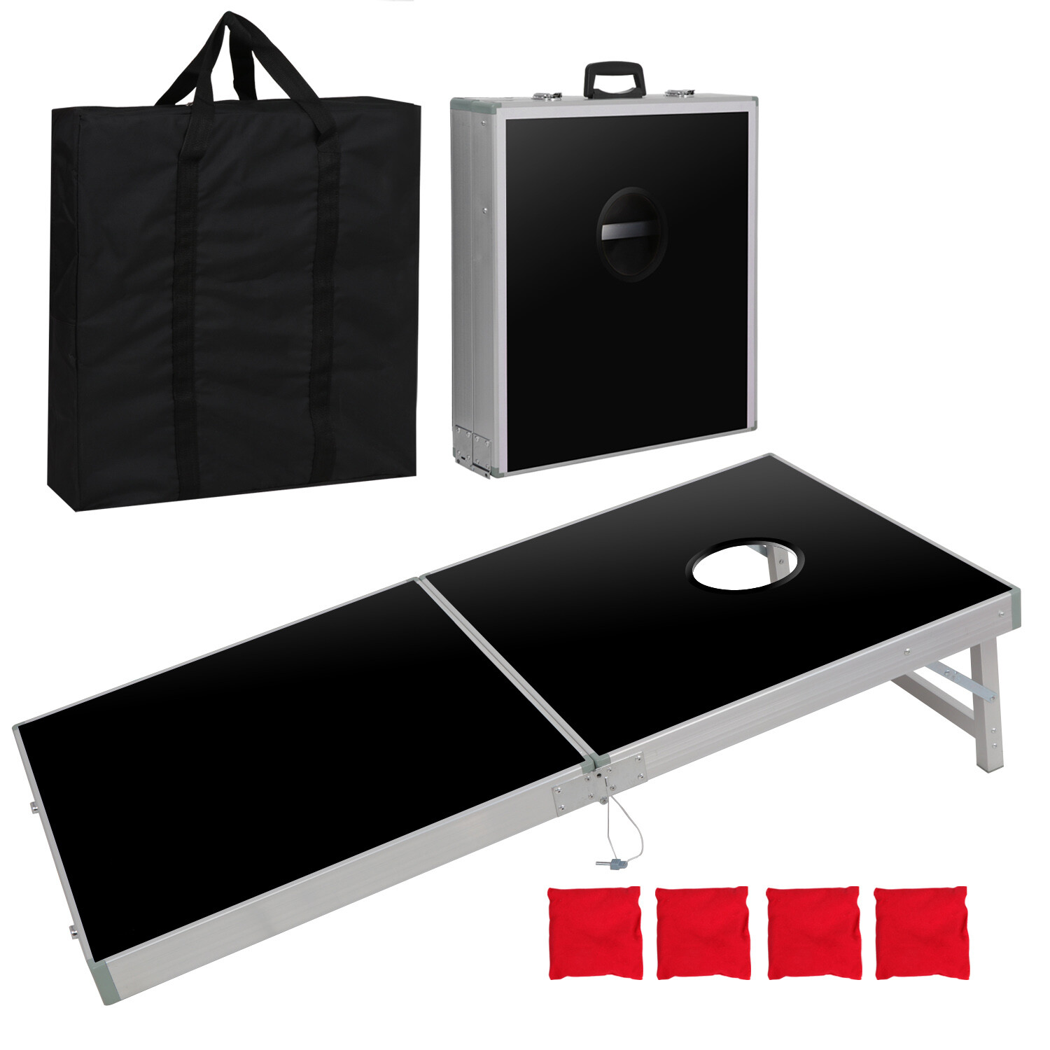 Aluminum Foldable Cornhole PRO Regulation Size Bean Bag Toss Game Set - 4 x 2FT