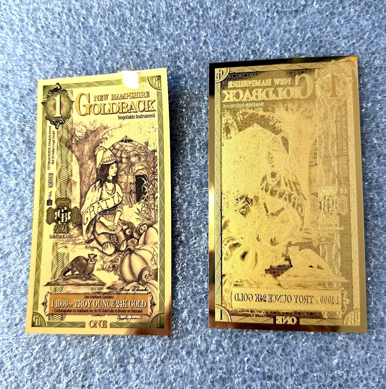 Complete Set!! Lot 6 Goldback 24KT Gold Foil Notes 1/1000th oz Bullion All State