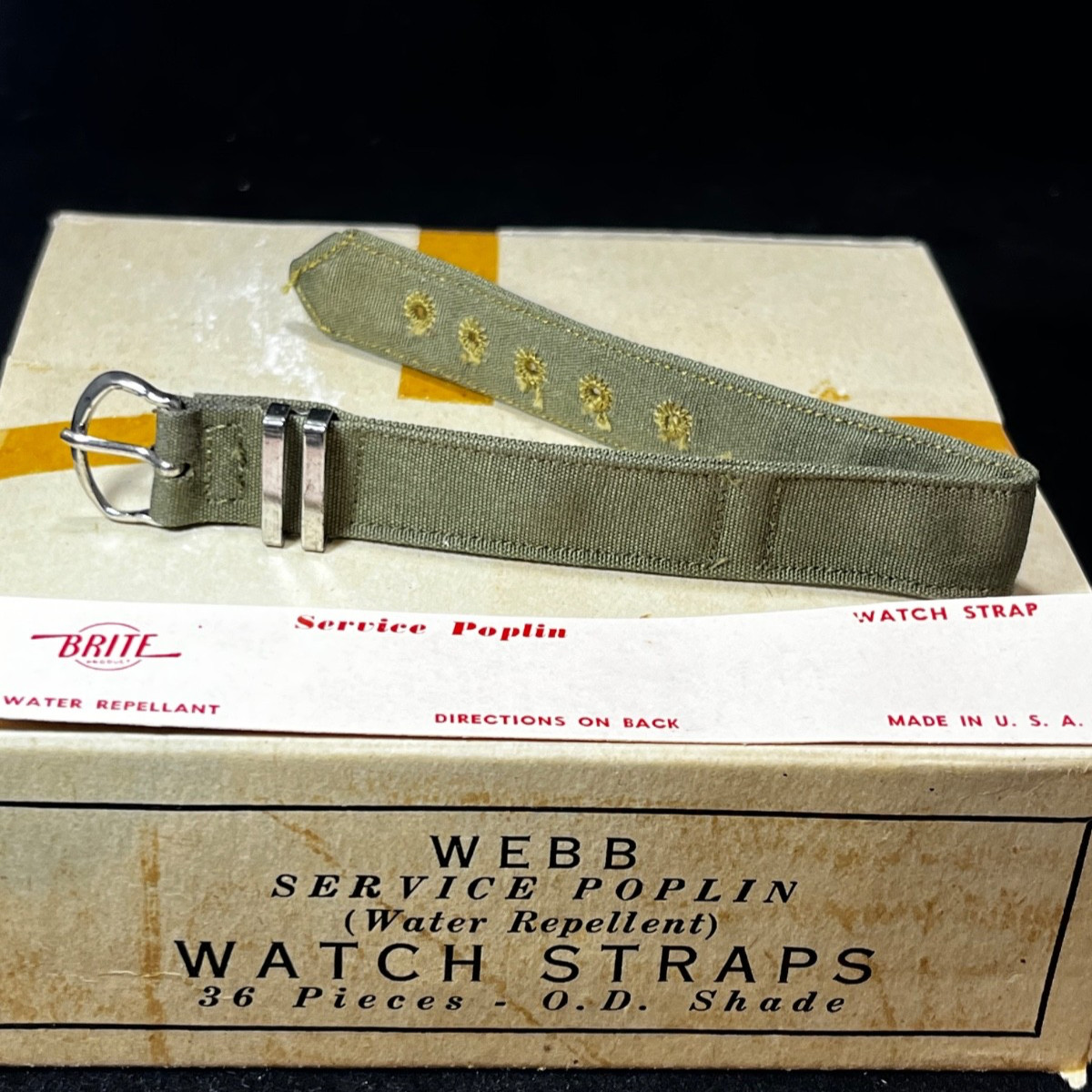 Vintage NOS 1940s WW2 US MILITARY Issue Brite 1-Piece Watch Band 16mm 5/8" B0-1