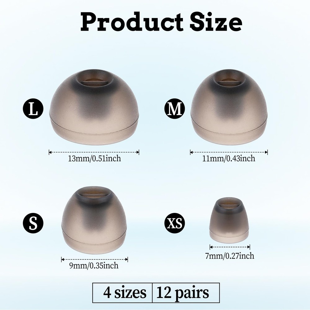 24Pcs Silicone Replacement Earbud Tips Covers Extra transparent black