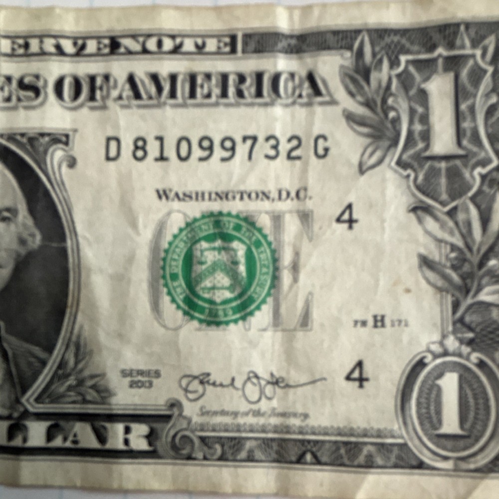 US $1 Ink Contamination Error on serial number