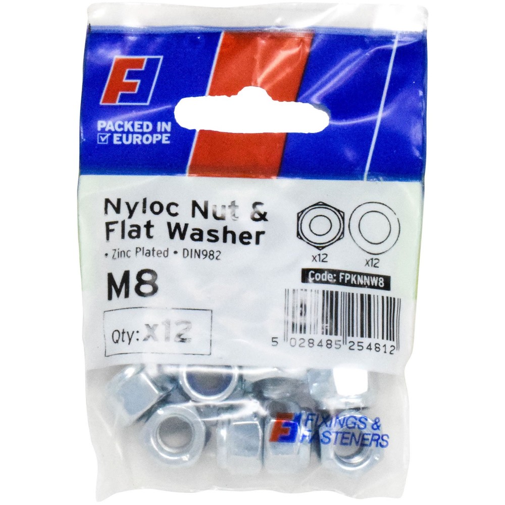 ForgeFix FPKNNW8 Nyloc Nut And Washer M8 ForgePack 12