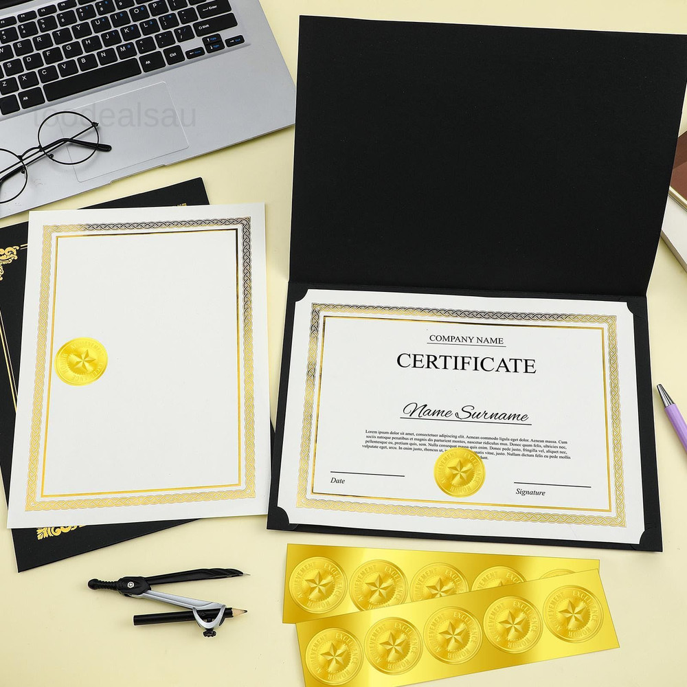 150 Pcs Certificate Kit Include 50 Holders 50 One Size, Black