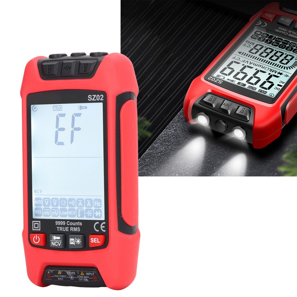 Digital Multimeter Anti Burning Automatic LCD Backlit NCV Volt Amp Meter FEI